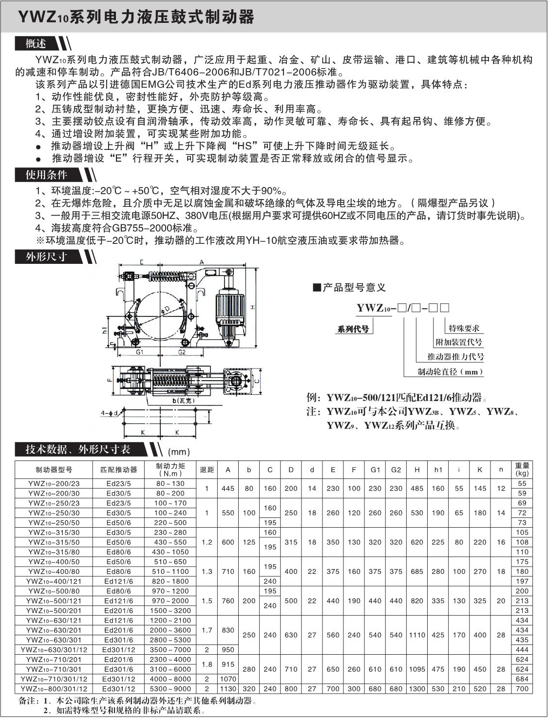 YWZ10系列电力液压鼓式制动器