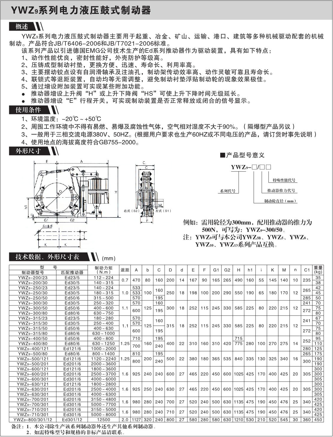 YWZ9系列电力液压鼓式制动器