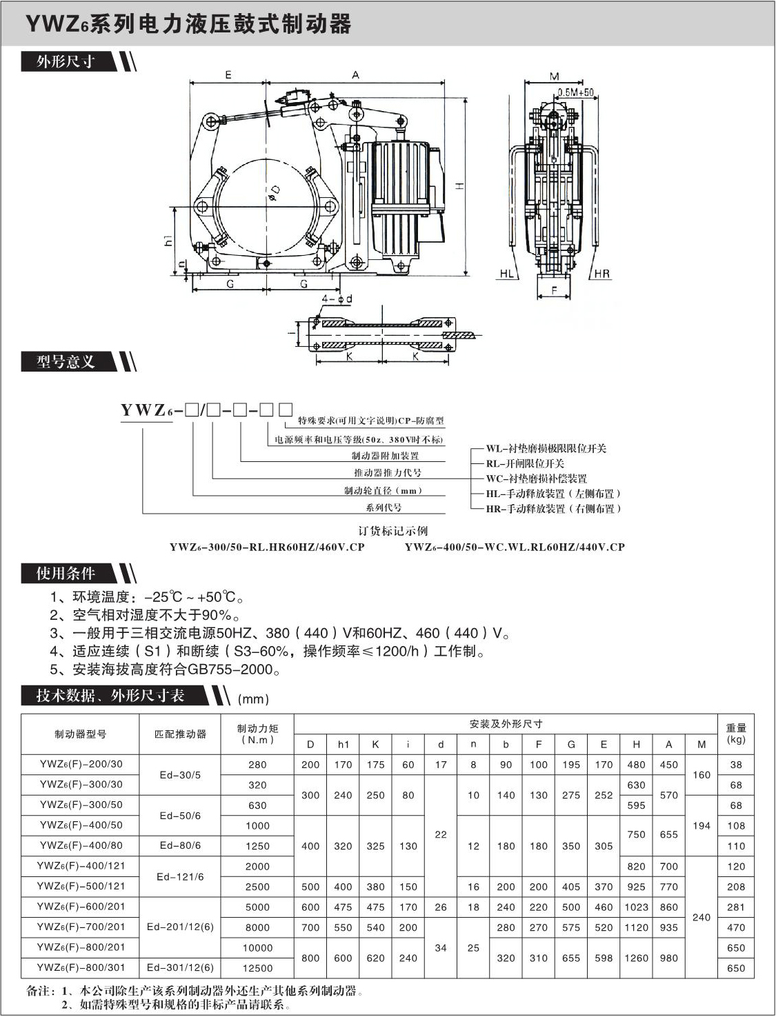 YWZ6系列电力液压鼓式制动器