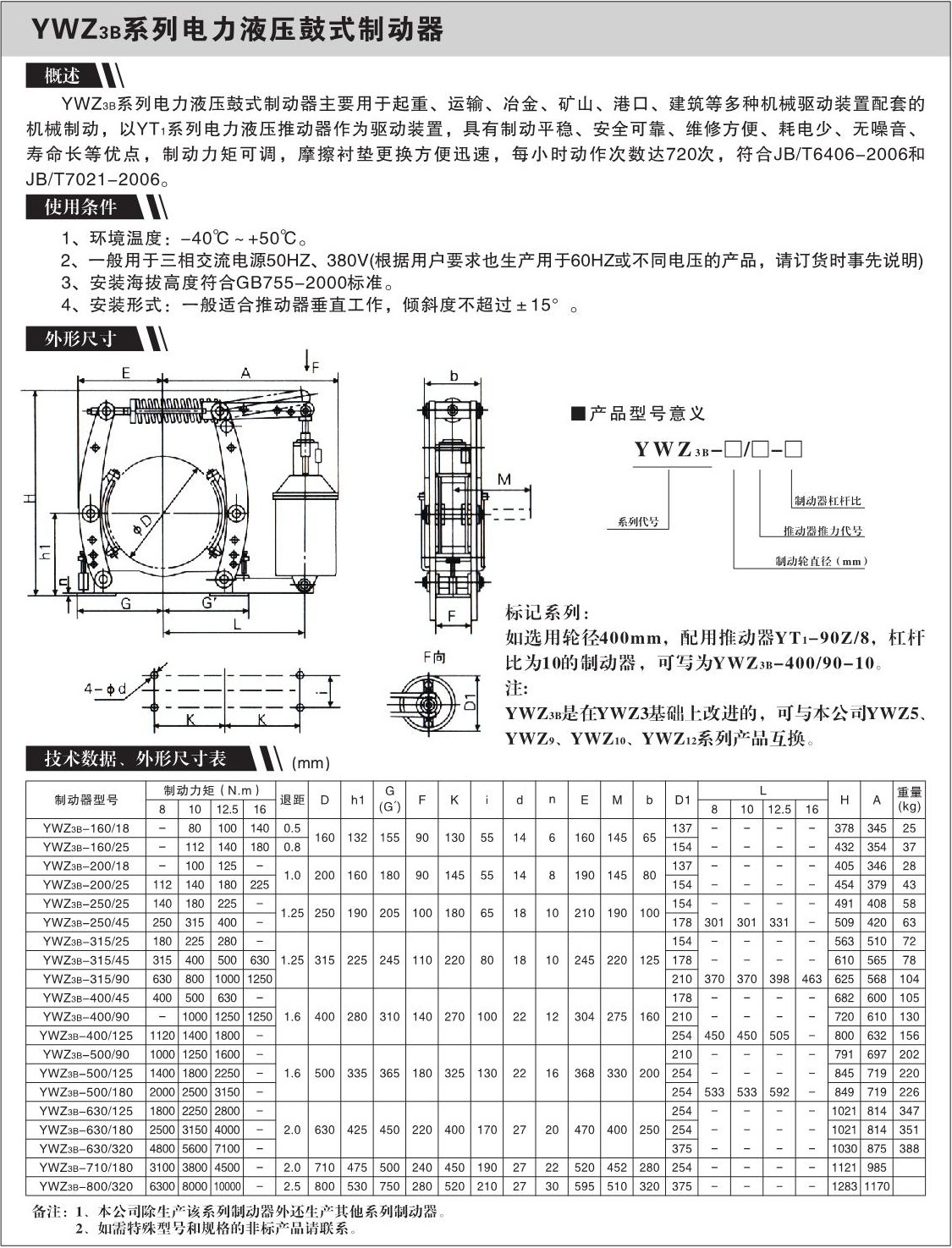 YWZ3B系列电力液压鼓式制动器