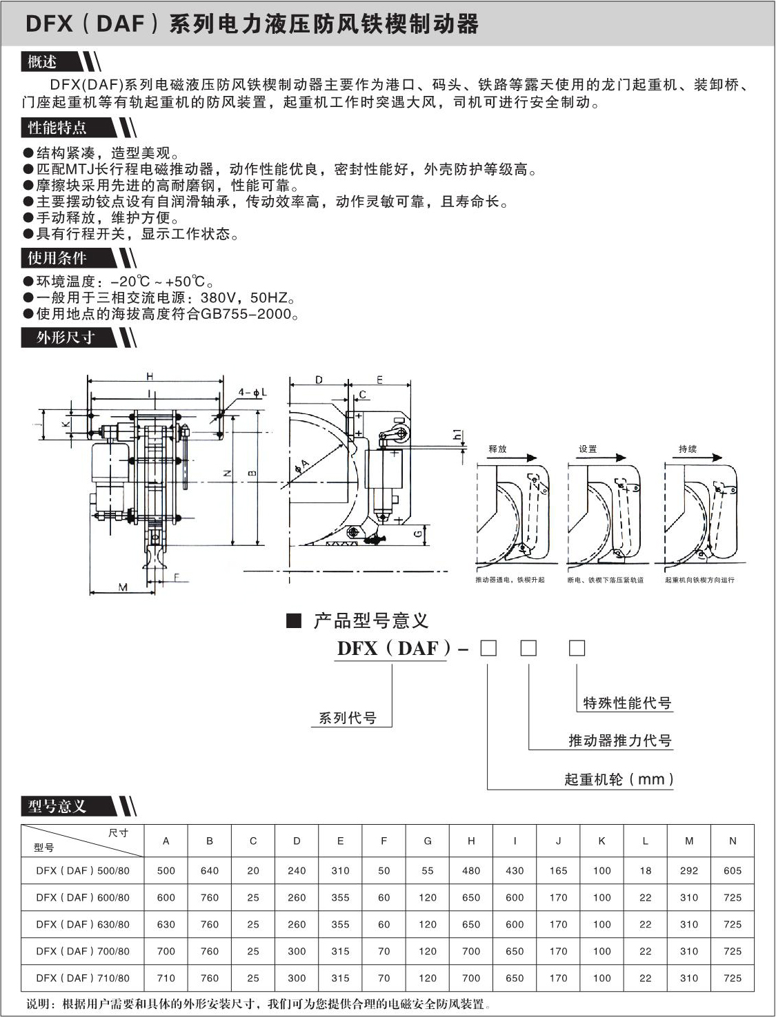 DFX(DAF)系列电力液压防风铁楔制动器